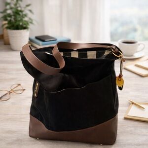 R Riveter Doyle Crossbody Bag | Black Canvas & Leather | EUC | Strap Never Used